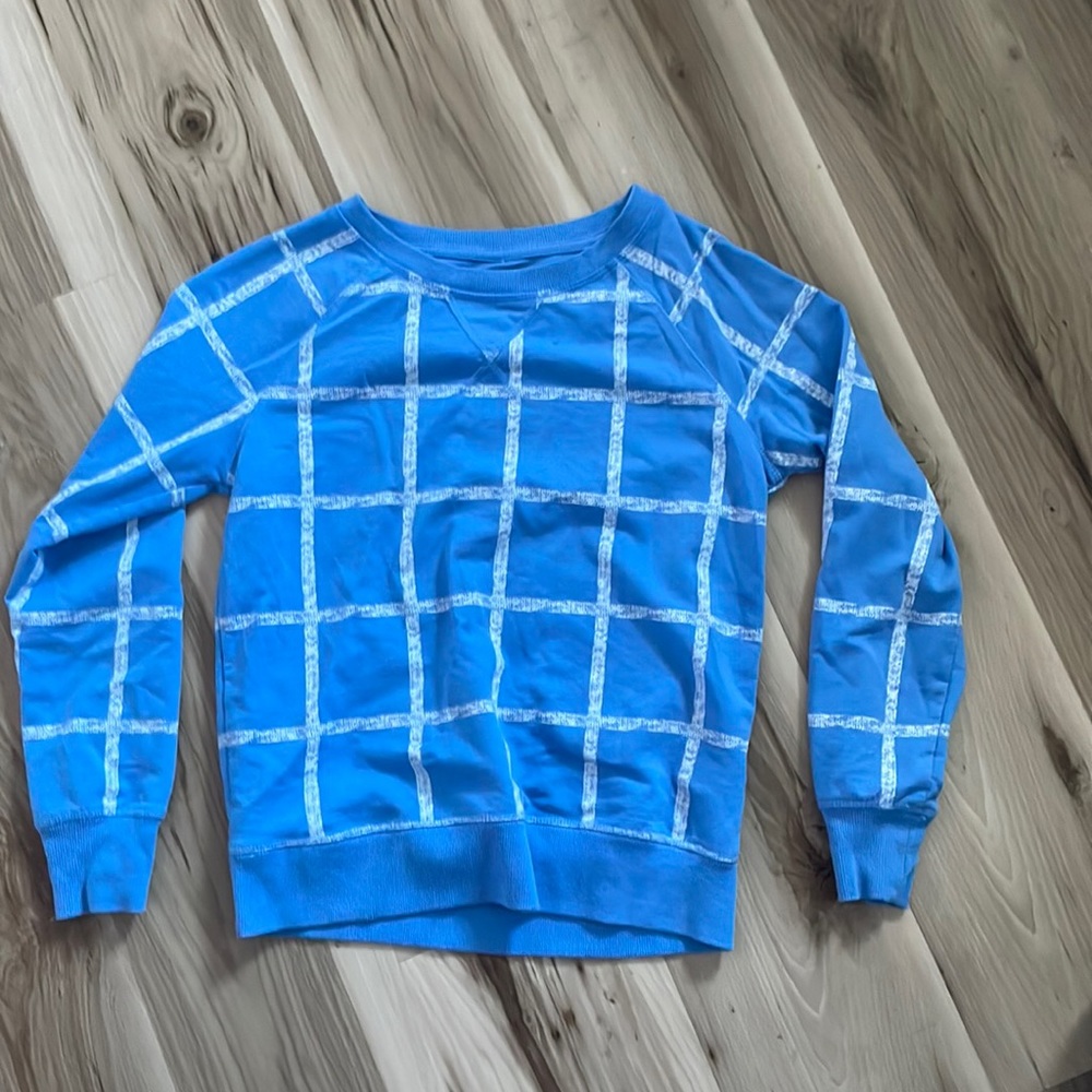 Blue and white sweatshirt